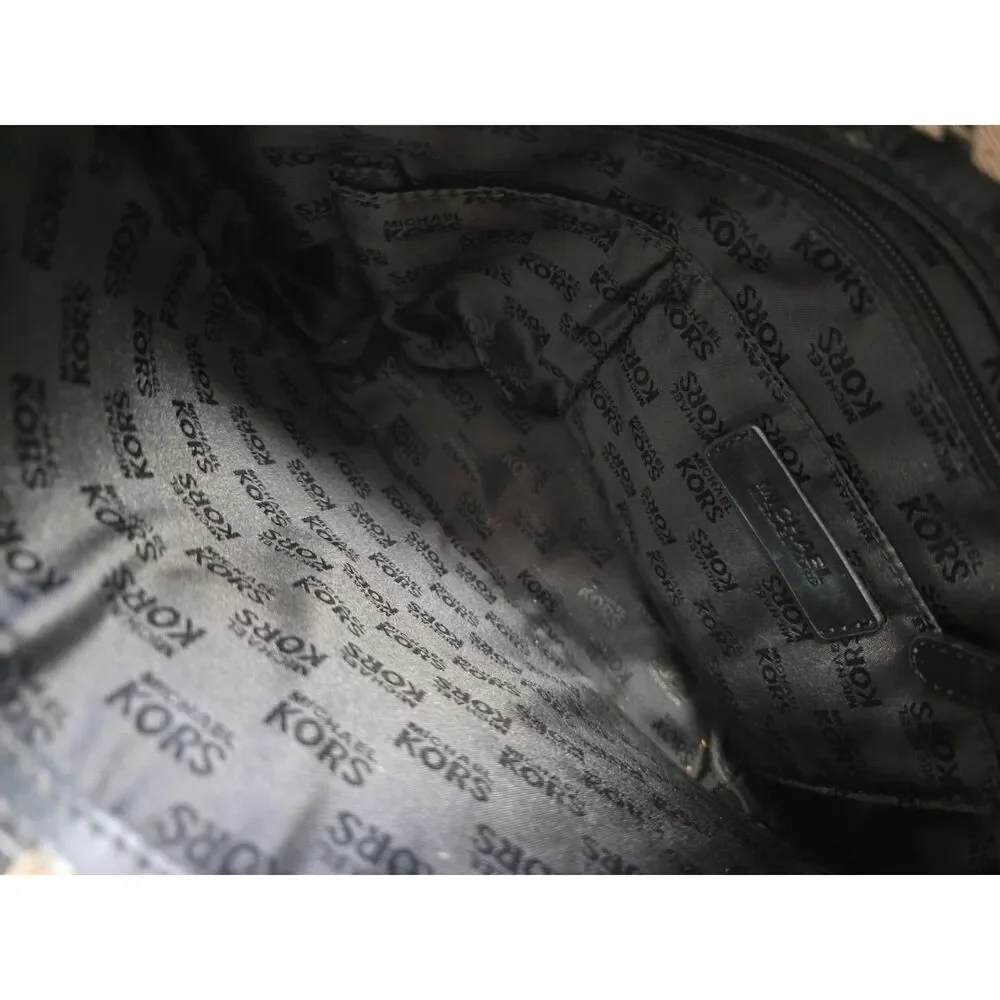 Michael Kors Jet Set Small Signature Jacquard Monogram Tote Bag Beige Black
